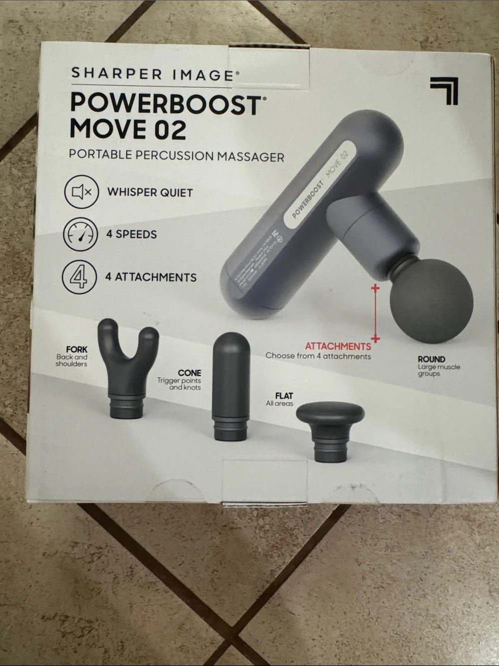 Sharper Image Powerboost Move 02 Portable Massage Gun New In Box - Picture 4 of 7